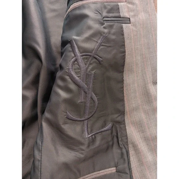 Yves Saint Laurent Rive Gauche Blazer Size 50r wool And silk Striped 2417 - Picture 2 of 16